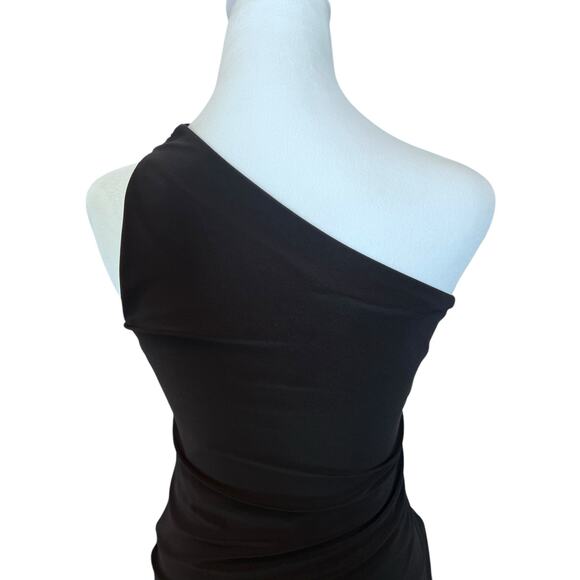 WHITE HOUSE BLACK MARKET BLACK ASYMMETRICAL ONE SHOULDER SLEEVELESS LACE SIZE XS - Picture 4 of 14